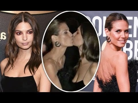 Emily Ratajkowski shares steamy snog with Heidi Klum in seriously s exy video