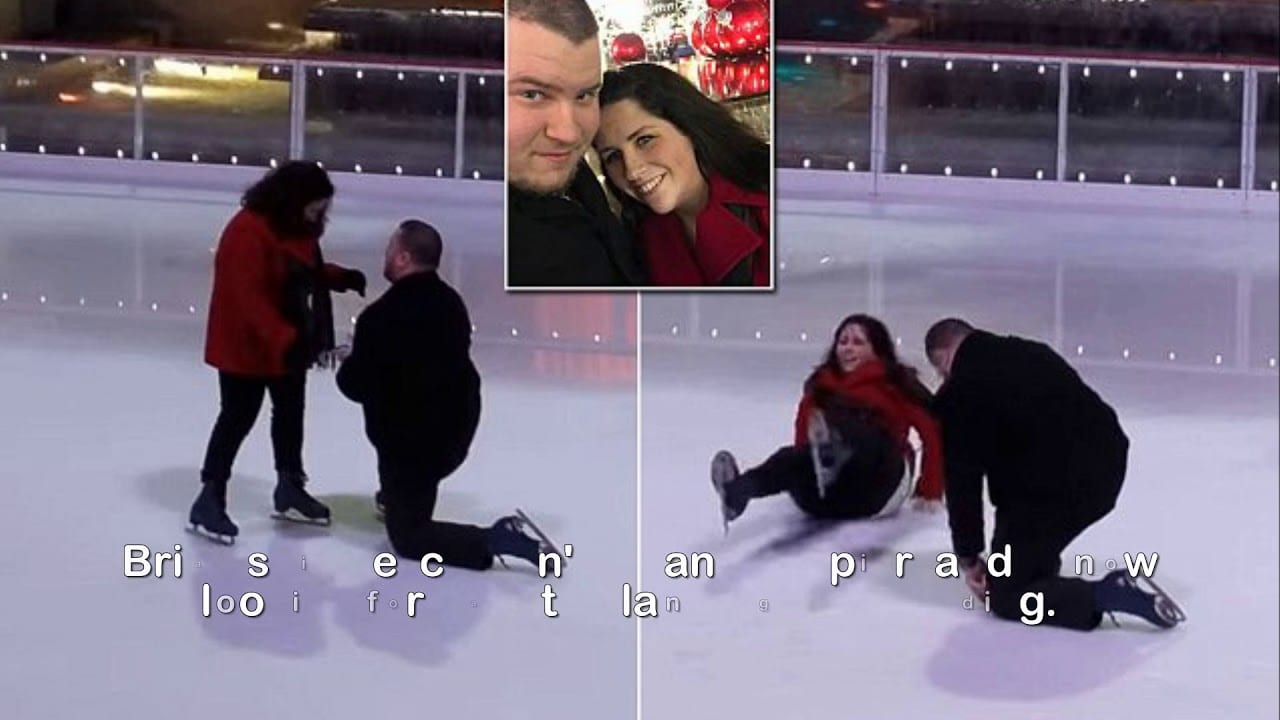 Woman slips during proposal at Rockefeller Center ice rink