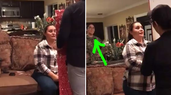 Mom Thinks She Got A Mirror For Christmas, Then She Sees Who's Standing Behind Her