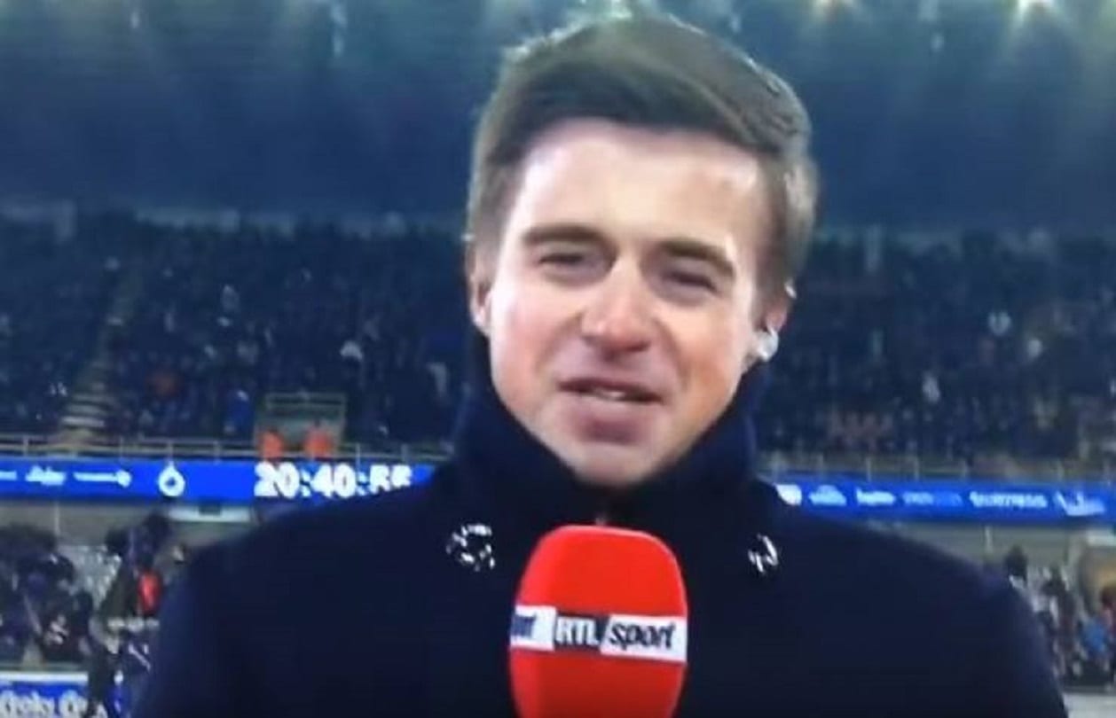 Reporter hit by football (soccer 2018) ball on live TV