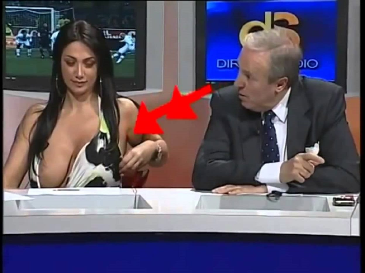 News anchor Marika Fruscio suffers huge wardrobe malfunction when boob slips out of low cut dress