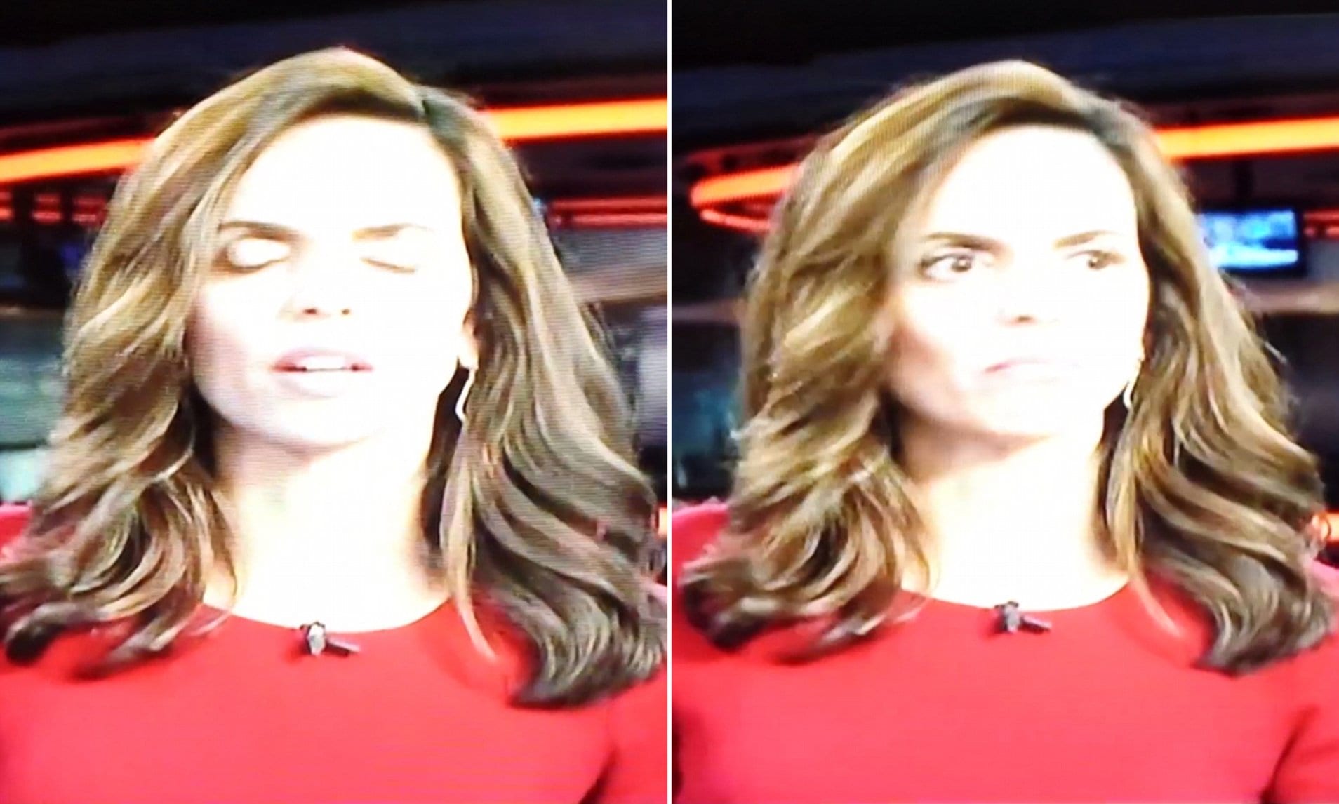 بالفيديو- تقرير جنسي يقاطع مذيعة الاخبار ويضعها في موقف محرج ‎