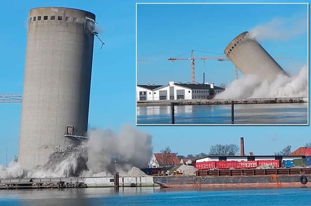 Demolition of 173ft tower goes horribly wrong when it falls wrong