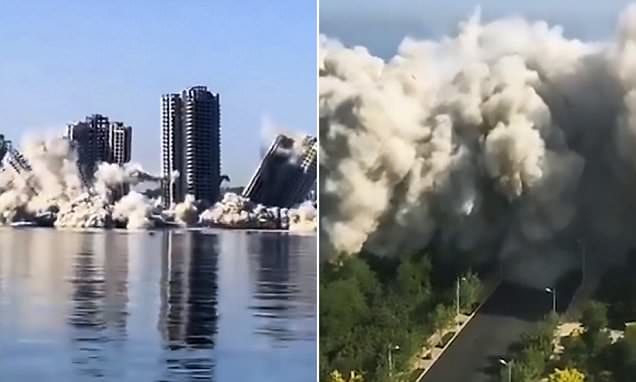 Four high-rise buildings in China levelled with explosives