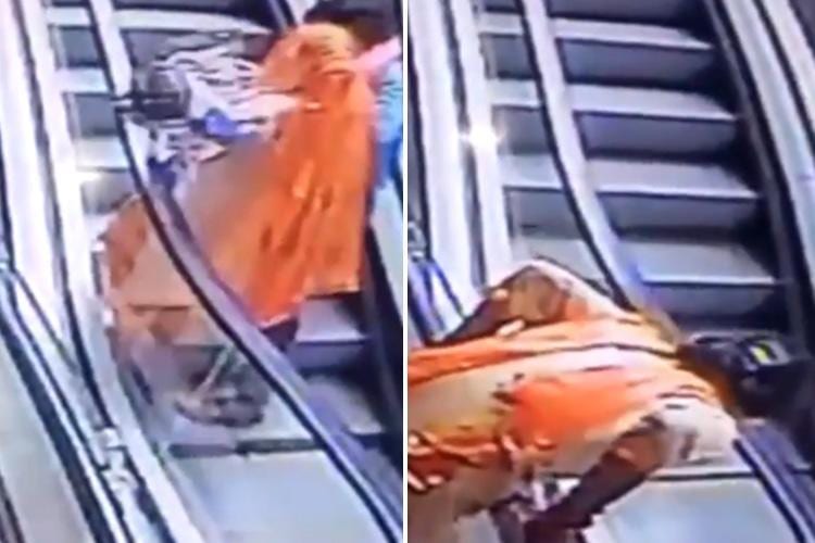 Horrifying moment mother 'taking selfies' on a shopping centre escalator drops her 10-month-old baby girl who falls three storeys to her death