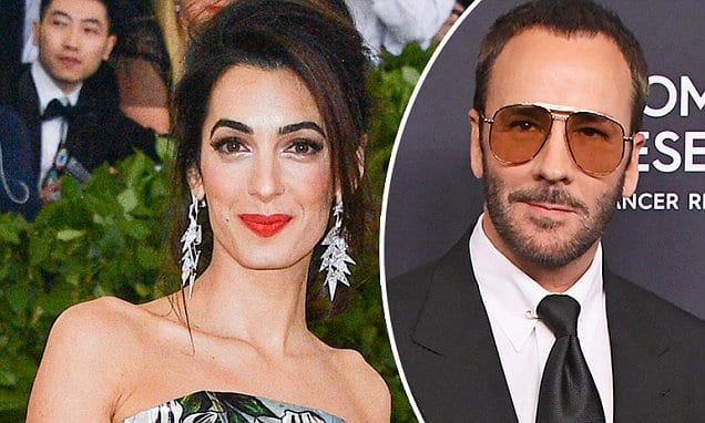 Amal Clooney 'angered' fashion designer Tom Ford's team after wearing her 'backup' outfit by a different designer on the Met Gala red carpet... saving his red 'stained glass' gown for the private after party