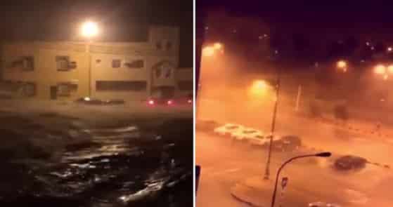 شاهد: الدمار الذي سببه إعصار ميكونو بسواحل عمان.. وقوته تقتل طفلة!