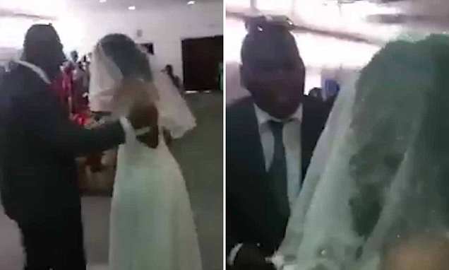 Moment woman gate crashes boyfriend's marriage to another woman - Daily Mail