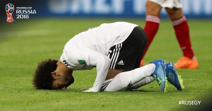 محمد صلاح بعد تسجيله في المرمي الروسي