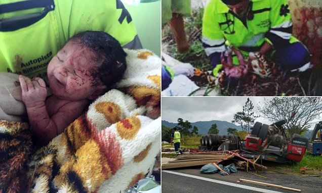 Baby miraculously survives 'accidental caesarean' after being ripped from womb of mum killed in horror crash