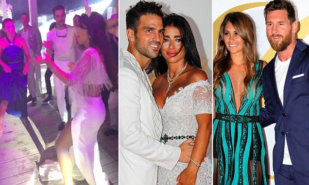 Cesc Fabregas and his wife Daniella Semaan are joined by football legends including John Terry and Lionel Messi as they throw lavish post-wedding bash in Ibiza