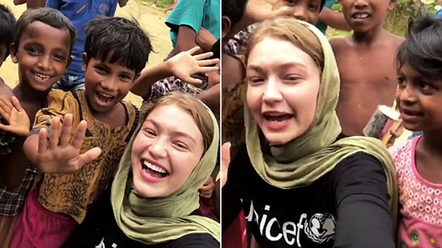 Gigi Hadid heads to Bangladesh to speak with women and children at the world's largest refugee camp