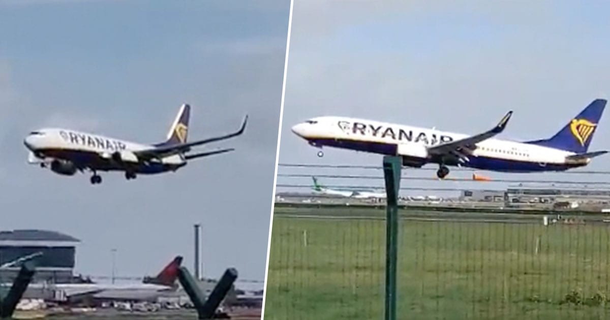 Terrifying Moment Plane Fails To Land At Dublin Airport During Storm