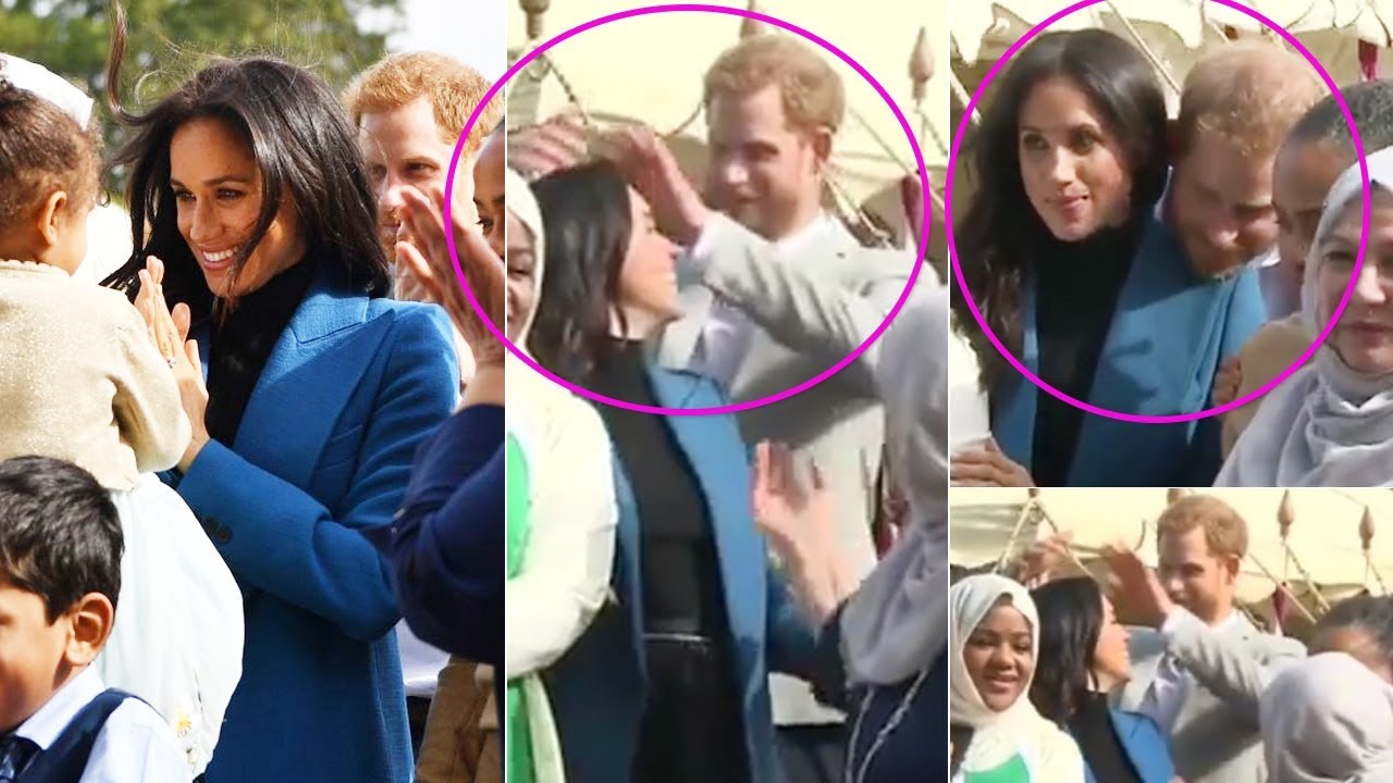 Sweet moment Harry fixes Meghan's hair after a wind gust