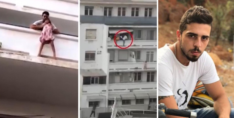شاهد.. لبناني ينقذ طفلة من السقوط من شرفة منزلها في اللحظات الأخيرة!