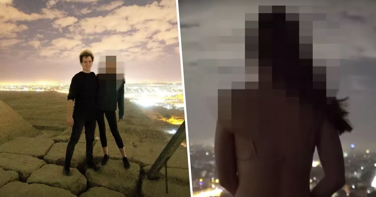 Outrage in Egypt after Danish photographer posts a picture of himself 'having sex' with a naked woman on top of the Great Pyramid