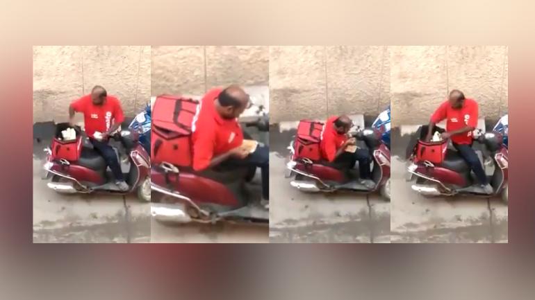 Zomato delivery man stealing food from ordered food, now u have