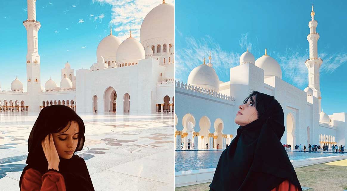 كاميلا كابيلو في باحة مسجد الشيخ زايد