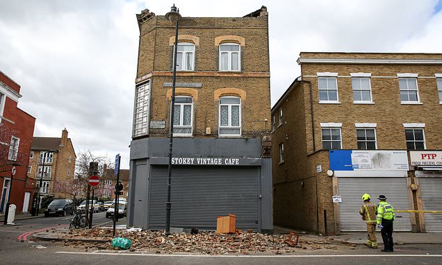 Pedestrian is almost crushed by collapsing building in Hackney