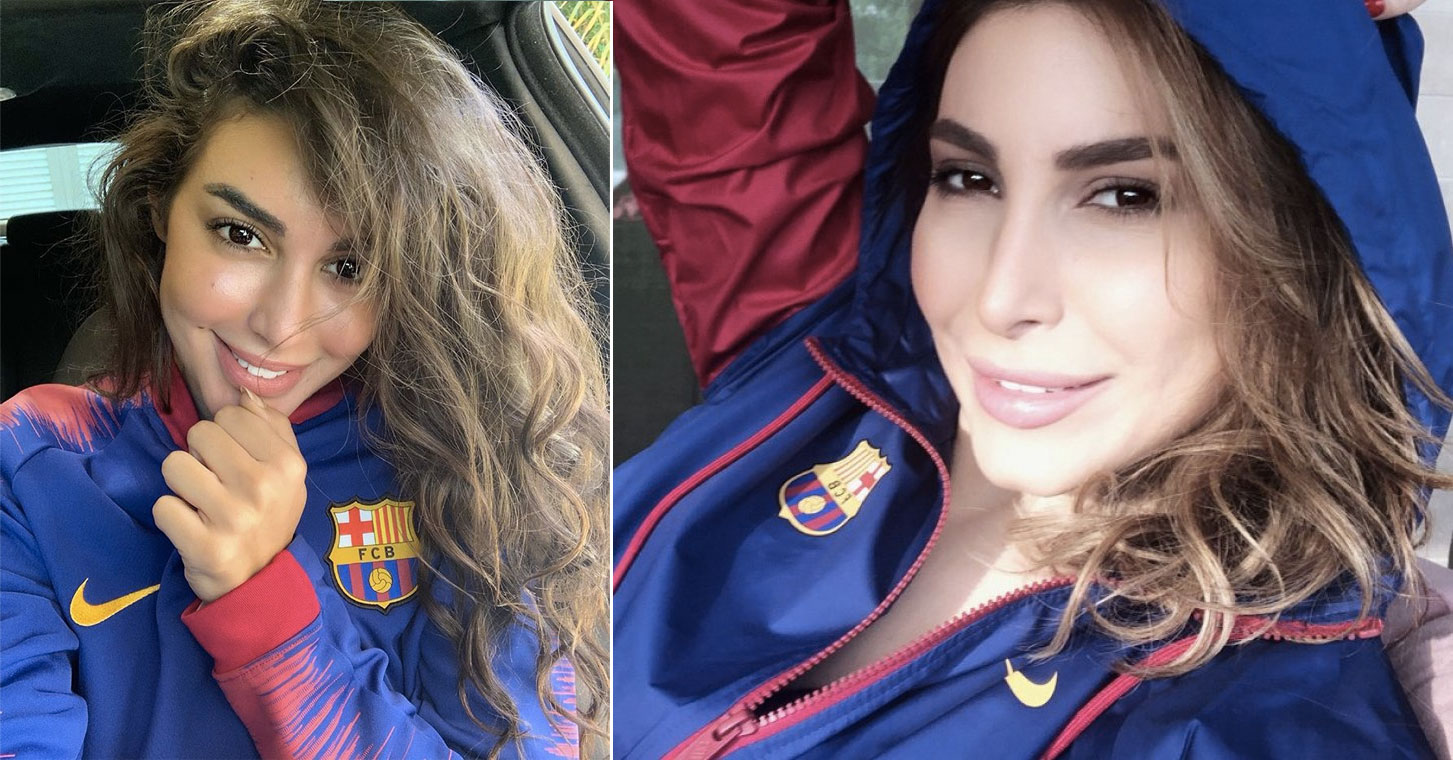 يارا وياسمين صبري بقميص برشلونة