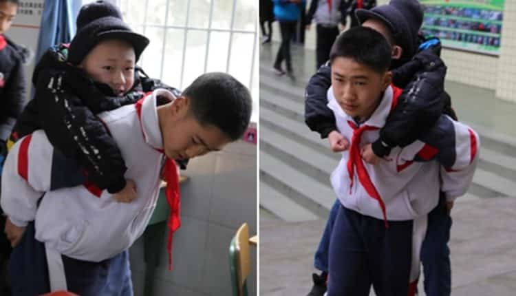 Chinese Boy Has Carried His Disabled Best Friend to Class for 6 YEARS