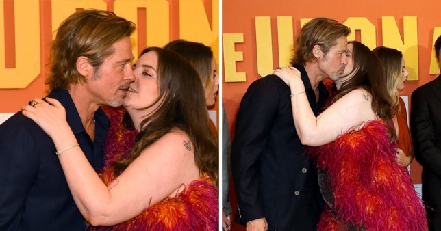 Lena Dunham Gave Brad Pitt a Pretty Awkward Kiss at the 'Once Upon a Time in Hollywood' Premiere