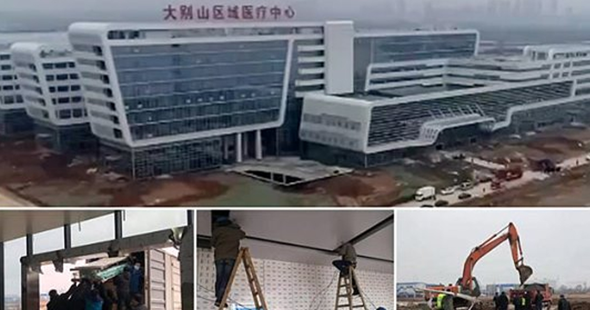Hundreds of heavy-duty vehicles and armies of workers are gathered overnight as China vows to build a 1,000-bed coronavirus hospital from scratch in ONE WEEK