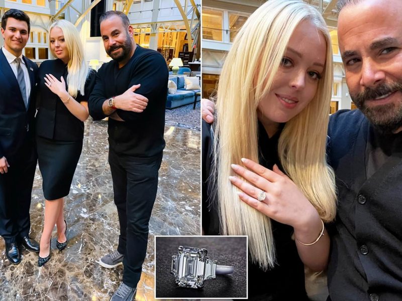Tiffany Trump, 27, seizes final White House photo opportunity to announce her engagement to billionaire toyboy Michael Boulos, 23, with West Wing picture, after he 'proposed to her in the Rose Garden over the weekend'