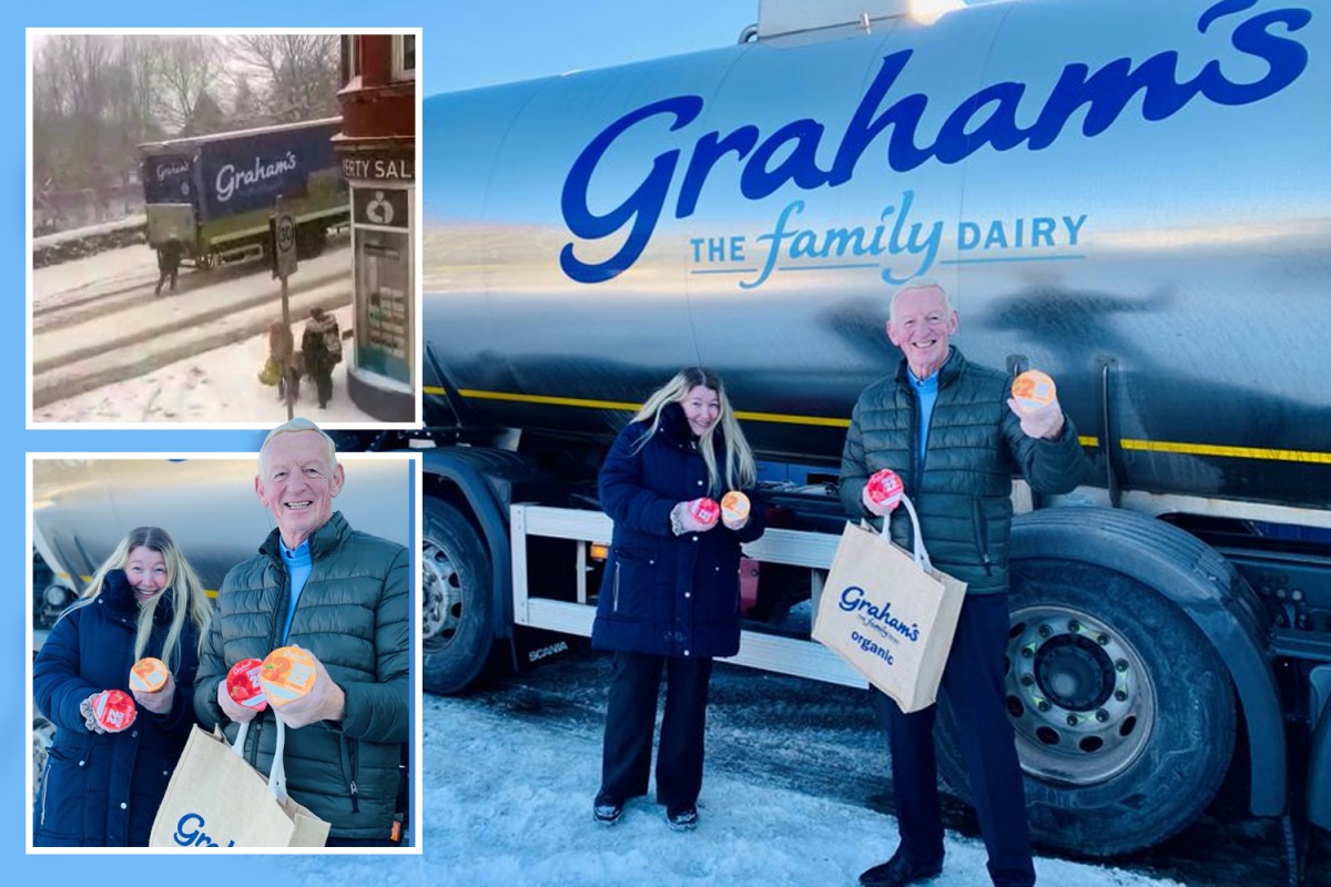 Woman spotted ‘pushing’ lorry up snow-covered hill