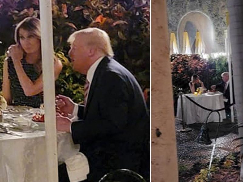Melania makes second public appearance in a week as she is spotted having dinner with Donald at a roped-off table at Mar-a-Lago - after shying away from the spotlight for months