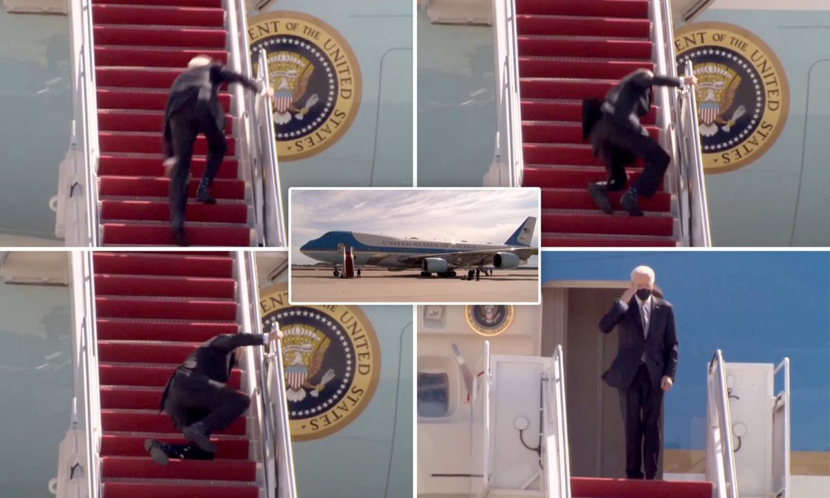 President Biden falls on Air Force One stairs