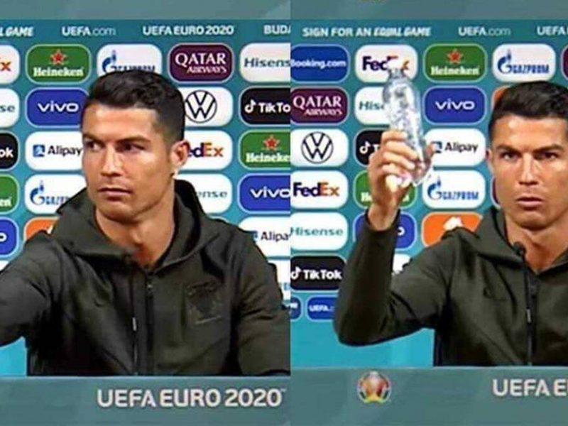 Cristiano Ronaldo removes Coca Cola bottles and asked people to 'drink water' instead