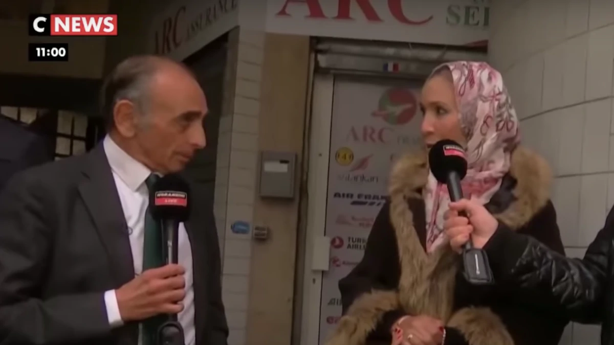 إريك زمور يتحدي سيدة من اصول مغربية ان تخلع الحجاب